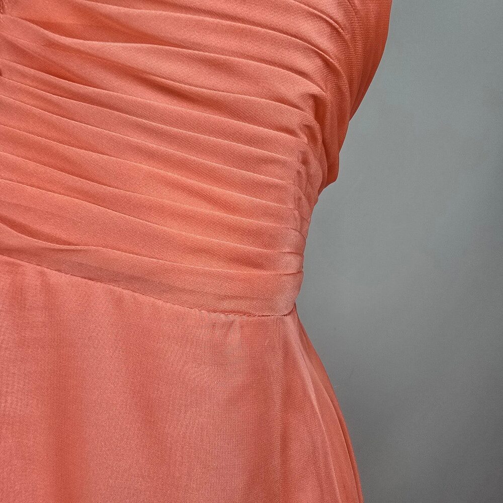 Night Moves Coral Chiffon Evening Gown Size 20W Beaded Formal Dress Flowy & Ele - Picture 5 of 11